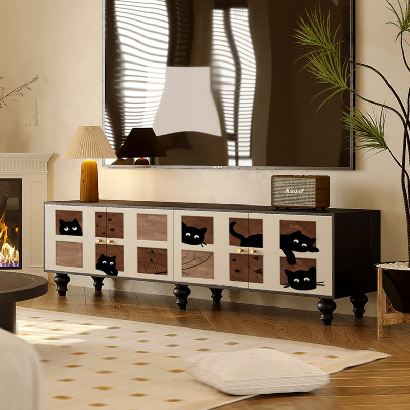 Meuble télé moderne en bois massif, H 21,65 po x L 70,87 po x l 15,75 po