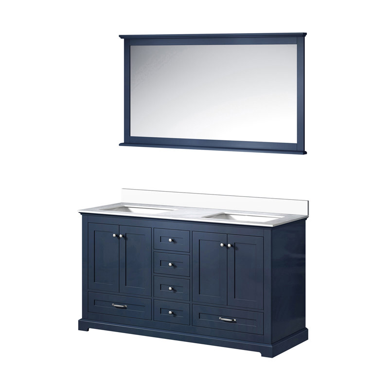 Meuble-lavabo moderne double avec comptoir en quartz et miroir