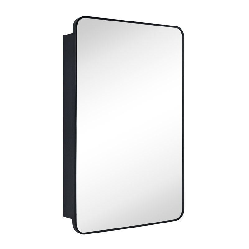 Armoire à pharmacie encastrée ou à fixation en surface avec tablettes réglables Garnes, H 36 po x l 24 po x P 4,84 po, Noir