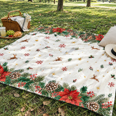 Jeté de Noël à imprimé de flocons de neige en peluche, couverture de lit douillette festive pour canapé, canapé, chambre à coucher, décoration de salon