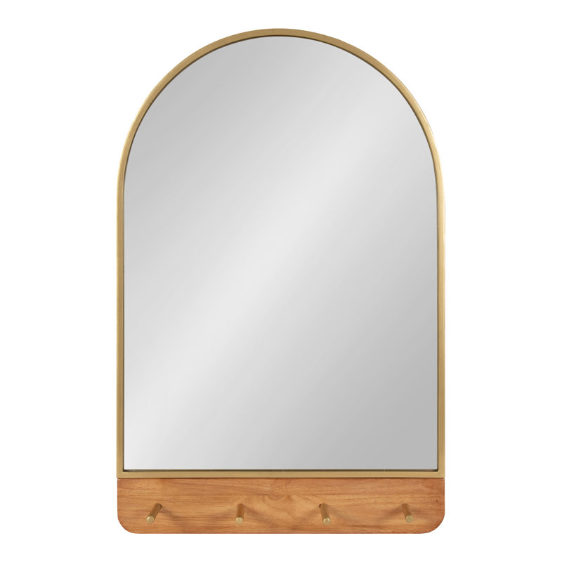 Schuyler Arch Wall Mirror with Hooks 20x31, Gold