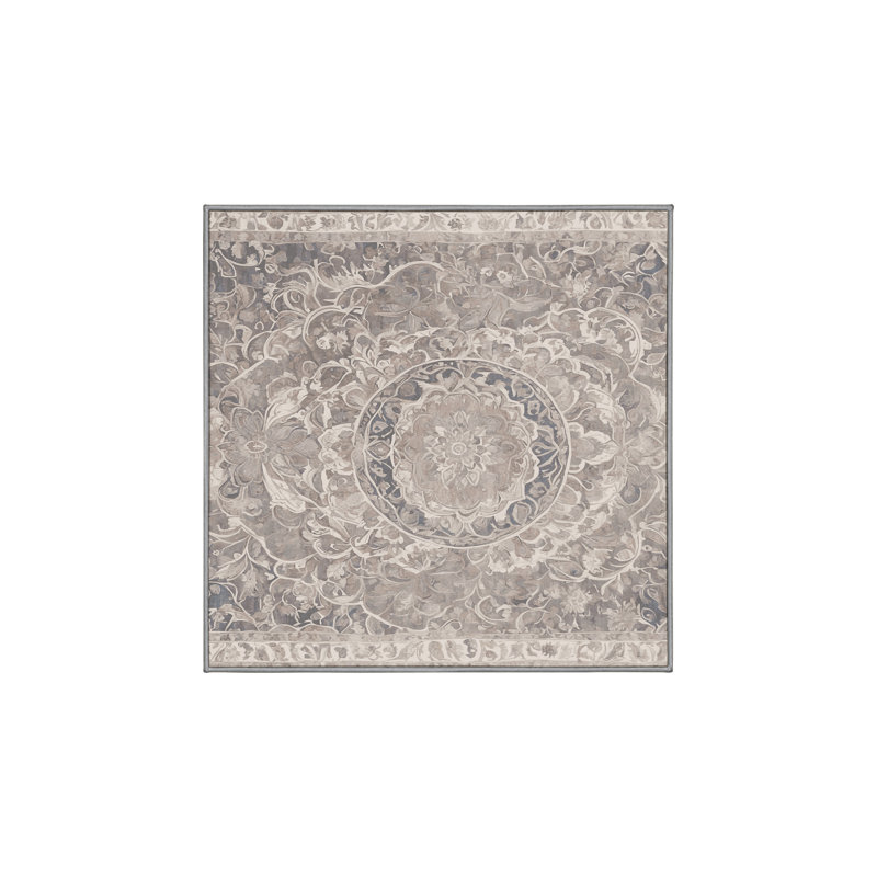 Tapis gris soyeux et moelleux, Carré 8 pi