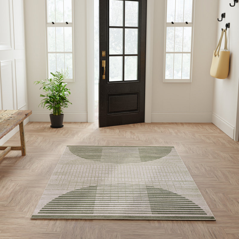 Tapis Mid-Century ivoire George Oliver Jeffs, Rectangle 5 pi 3 po x 7 pi