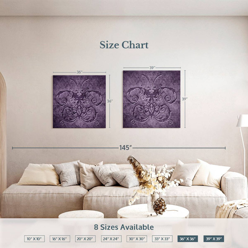 Kerner Purple Damask Butterfly, 39" H x 39" W