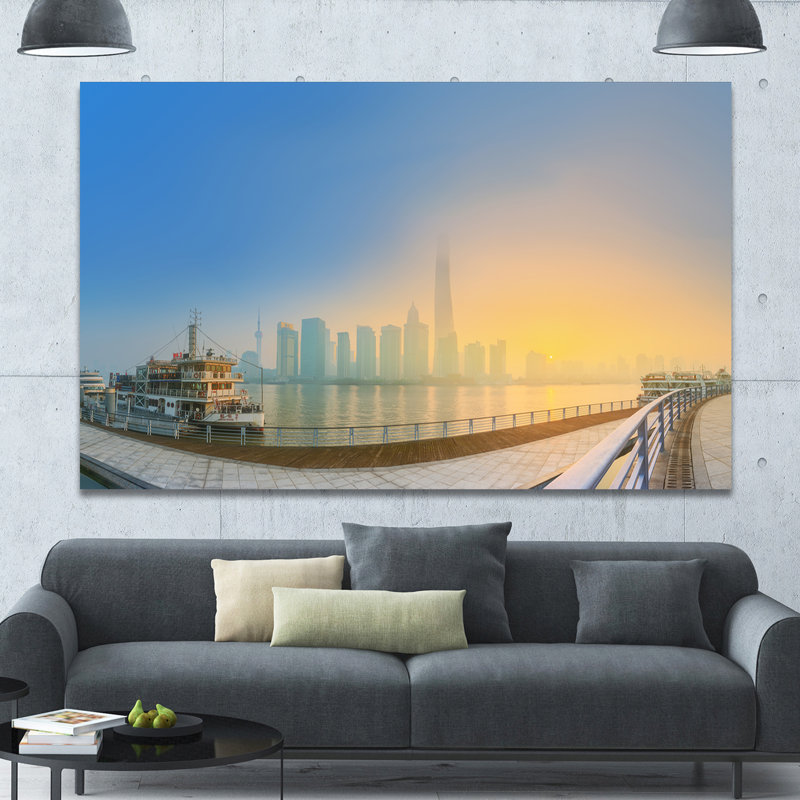 «Shanghais Night with Lights», photographie, H 20 po x l 20 po x P 1 po, Toile tendue