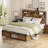 Bookcase Storage Bed, Bed Frame with Headboard and Sliding Barn Door Storage Cubbies-730193233