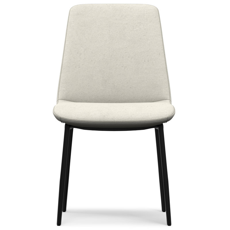 Chaise de salle à manger rembourrée en tissu Savannah avec dossier ergonomique et pieds en métal noir (ensemble de 2), Brun