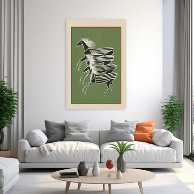 Courir, zèbres, art zèbre moderne, minimaliste, vert, faune