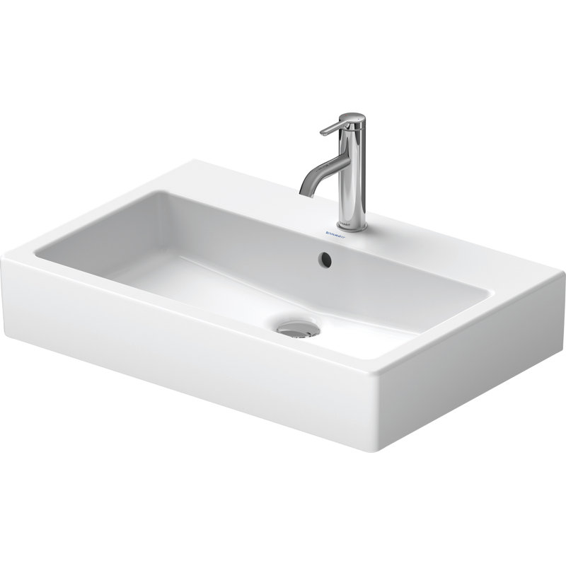 Duravit Vero Ceramic Rectangular Vessel Bathroom Sink with Overflow, Yes, Single