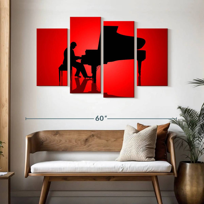 Silhouette de pianiste Abarca, H 32 po x l 52 po