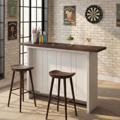Vividwood 63-Inch Large Bar Table With 3 Storage Shelves, 3-Tier Home Bar Nnit With Foot Rail, Basement Bar With Storage For Kitchen, Dining Room, Living Room