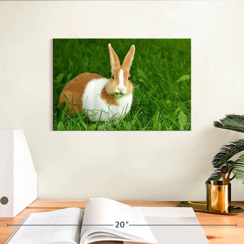 Rabbit Eating Leaf, 8" H x 12" W