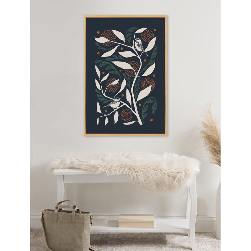 Reproduction d'art sur toile encadrée, "HB Duo Bird Branch" par Hannah Beisang