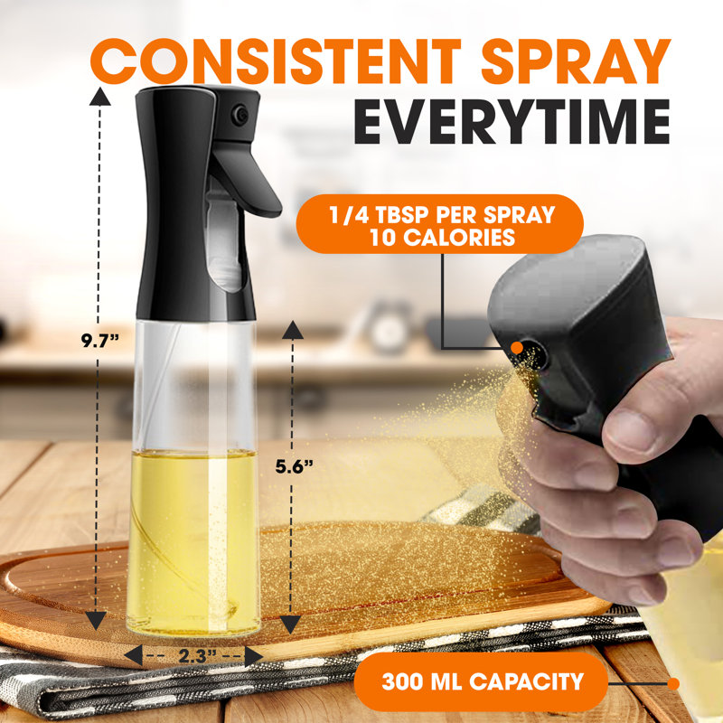 Set of 2 Black Glass Oil Sprayer Bottles 300ml