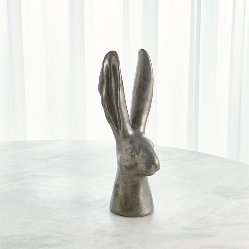Rabbit Figurine, 12.5" H x 5" W x 4.5" D, Matte Silver
