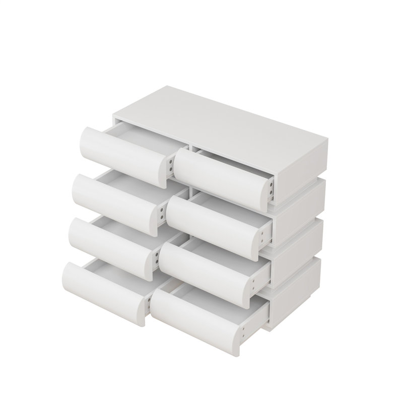 Commode 8 tiroirs pour chambre à coucher, Blanc