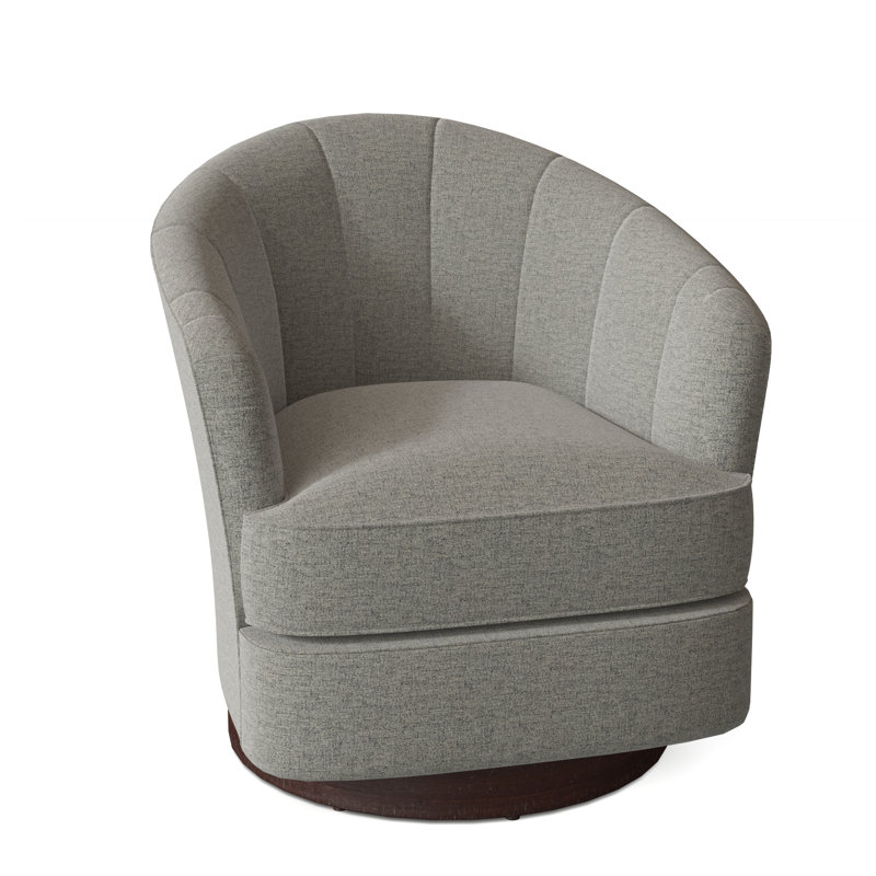 Tipsy Upholstered Swivel Barrel Chair, Espresso, Platinum (3160 63)