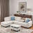 Linen Fabric L - Shaped Sectional Sofa With Nailhead Trim And Cup Holders And Storage Ottoman-516994631