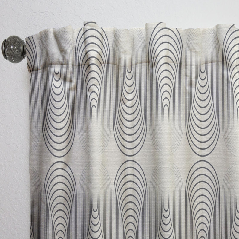 Monochrome Geometric Pattern X - Geometric Curtain - Velvet Room darkening - 1 panel, 52"W x 90"L