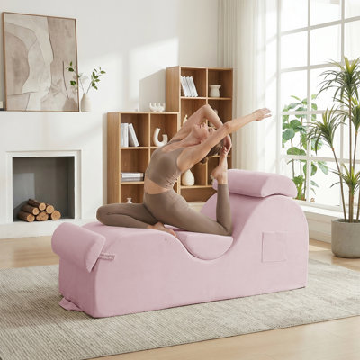 Chaise longue en velours S-Curve, rose