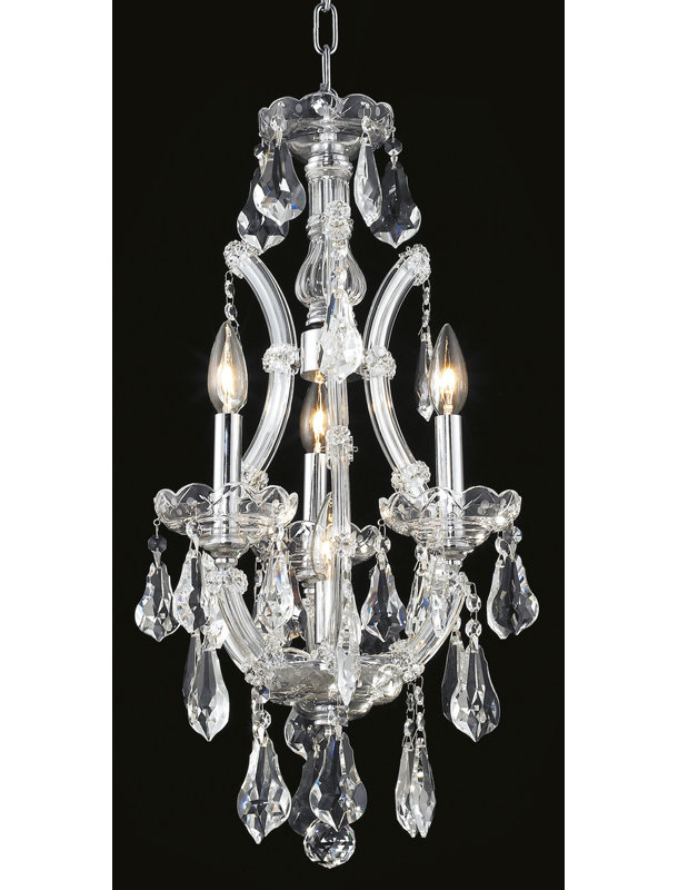 Lustre 4 lumières Yarmouth, Chrome / cristal (transparent) / coupe royale