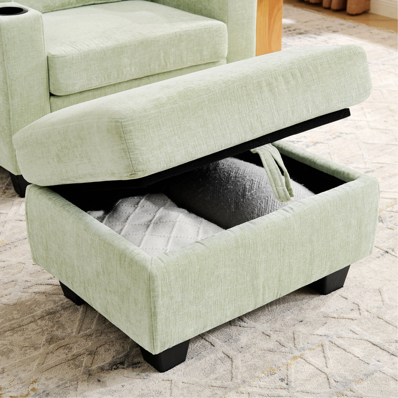 Chaise d'appoint avec dossier réglable manuellement, port de charge USB, support pour téléphone, Cyan
