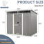 Rangement extérieur 8 pi x 6 pi avec portes verrouillables et panneau transparent - Fabrication en métal pour plaque de gazon de 8 pi 6 pi