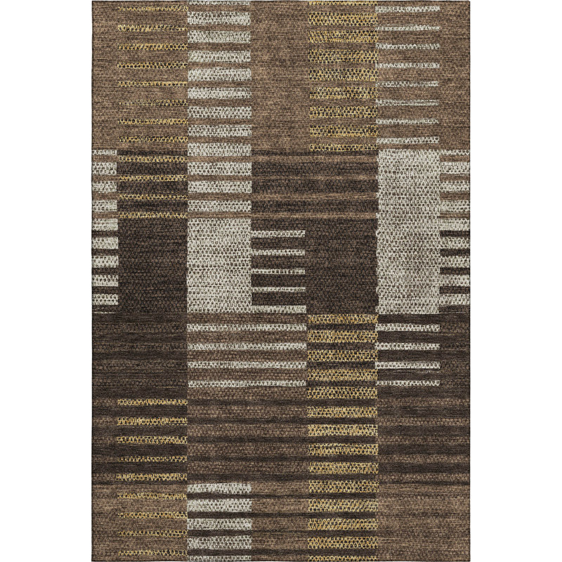 Premium Machine Washable Prisco Chocolate Rug, Rectangle 8' x 10'