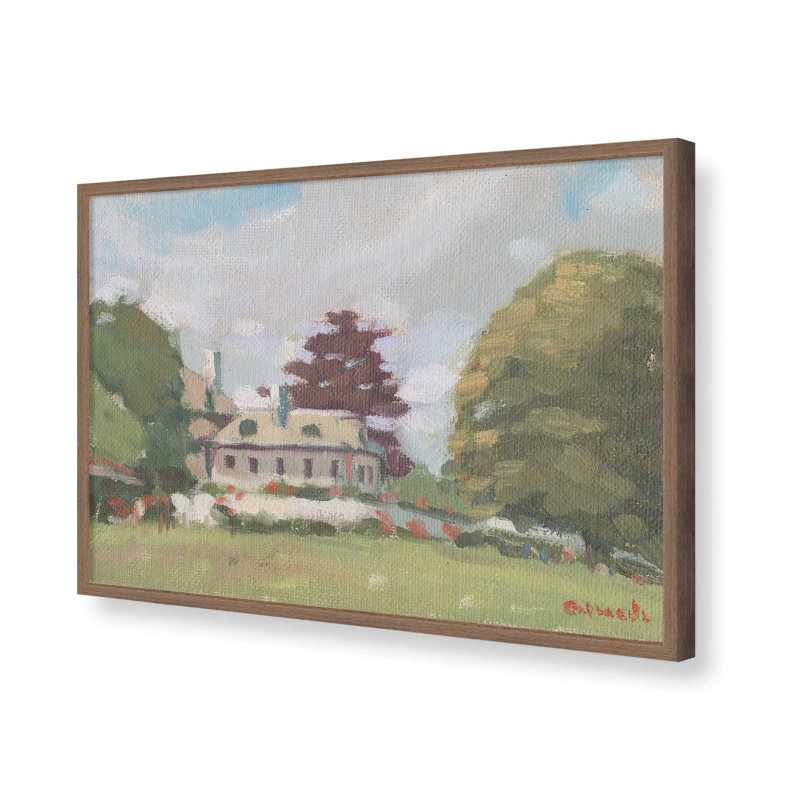 «New England Home in Spring» par Stephen Calcasola, reproduction d'art, H 12 po x l 16 po, Brun