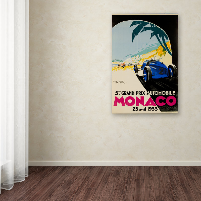« course 4 », affiche rétro sur toile tendue, H 32 po x l 22 po x P 2 po
