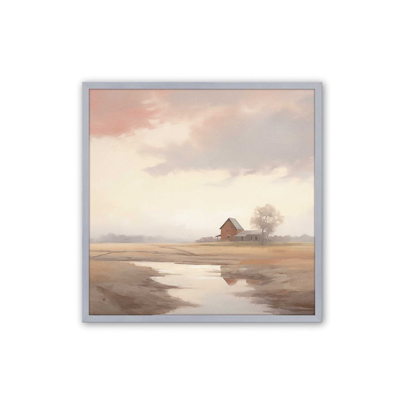 Motif rustique de grange, Cadre en chrome poli, H 21,75 po x l 21,75 po