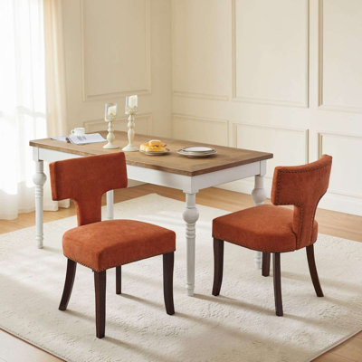 Chaise de salle à manger rembourrée style Mid-Century avec pieds en bois massif