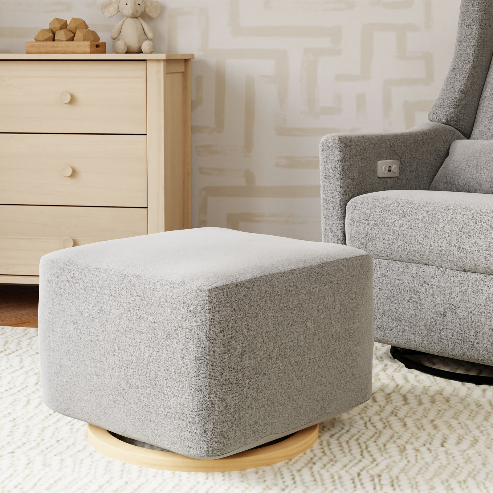 Kiwi Gliding Ottoman, Gray Polyester Blend, Natural