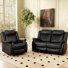 2-Piece Recliner Set - Manual 90°-160° Loveseat & Chair, Space-Saving, Faux Leather, Compact For Apartments