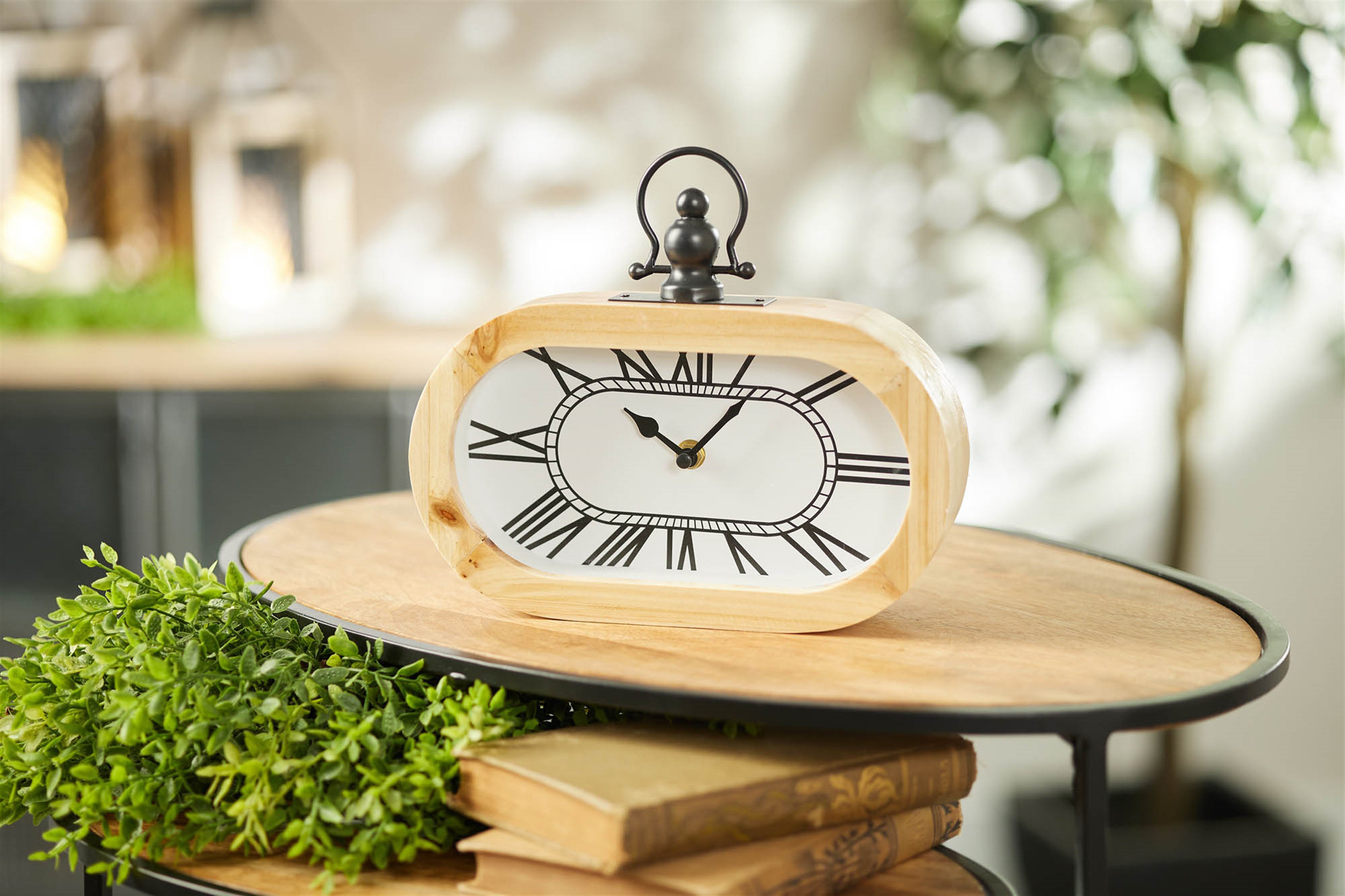 Lark Manor™ Wooden Oval Table Clock 9.5