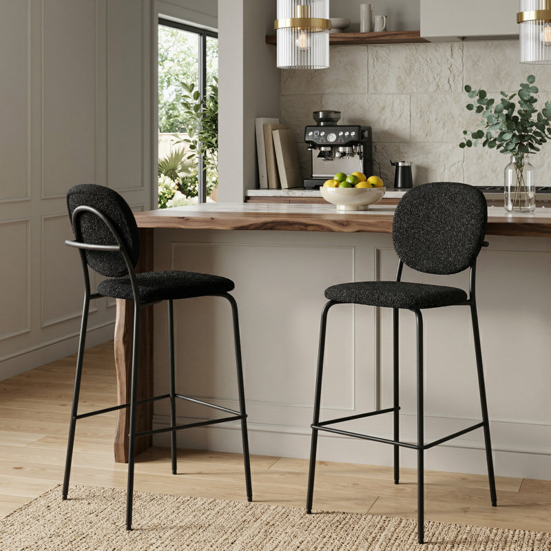 Tabouret de bar et de comptoir Boucle, Noir, Tabouret de comptoir (siège d'une hauteur de 23 p