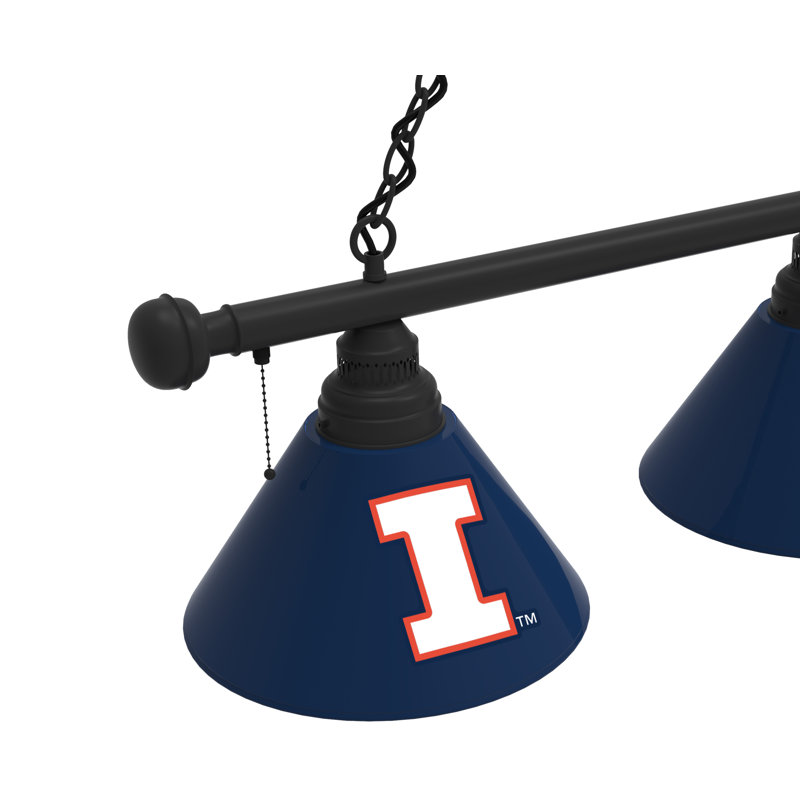 3 - Light Pool Table Lights Pendant, Black, Illinois Fighting Illini