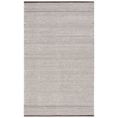 Wanetta Flat Weave Wool/Cotton Geometric Rug in Gray/Brown/Ivory