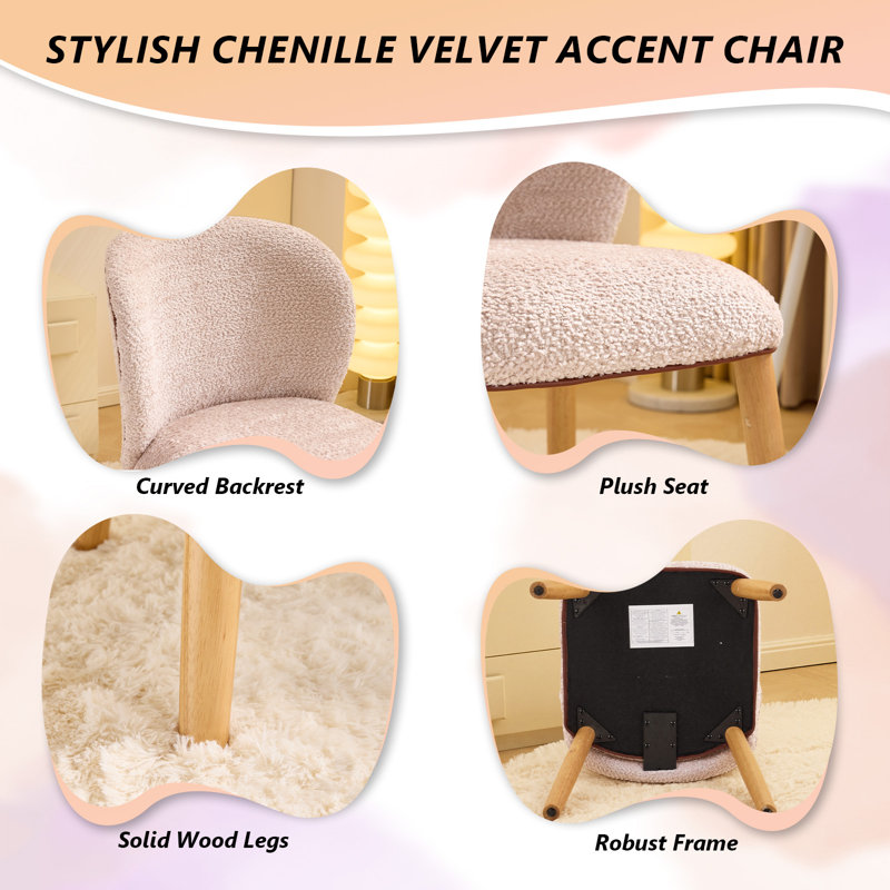Chaise d'appoint moderne à dossier courbé, Rose