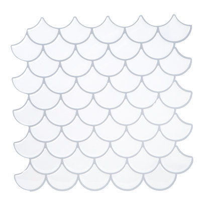 Carrelage mosaïque 10 "x 10" en PVC blanc auto-adhésif