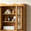 Armoire murale 39,37 "à 4 portes rétro, avec deux niveaux d'espace de rangement et un support à crochets ouverts, convient aux salles de bain, cuisines, salles à manger, naturel-1029466737