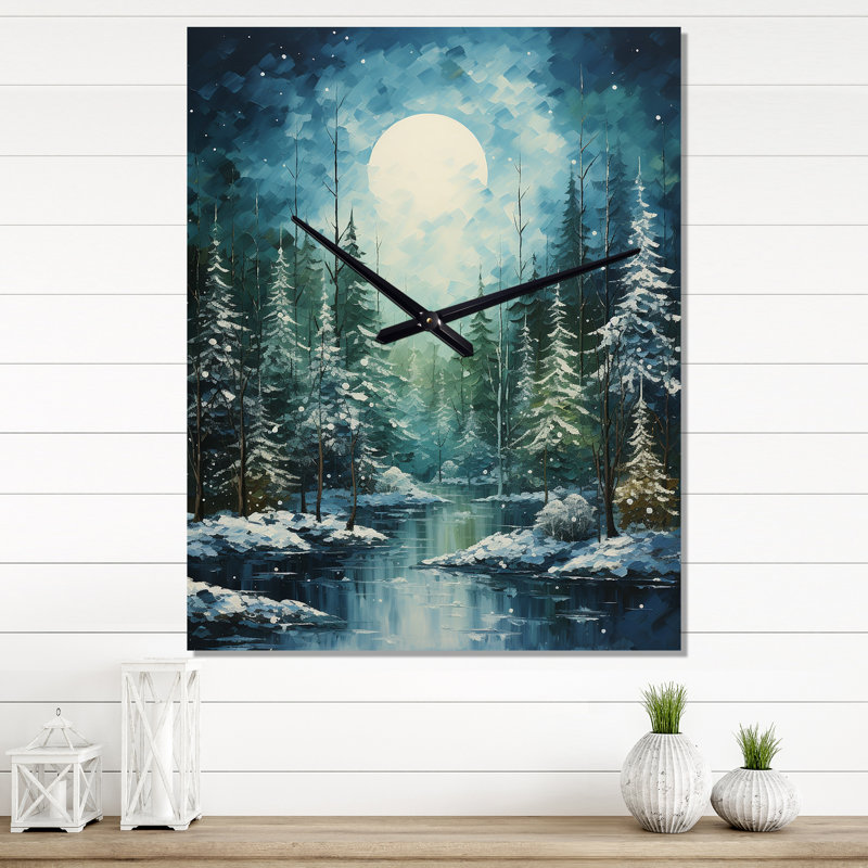 Horloge murale Winter Snowy Evergreen II - Paysages, Petit