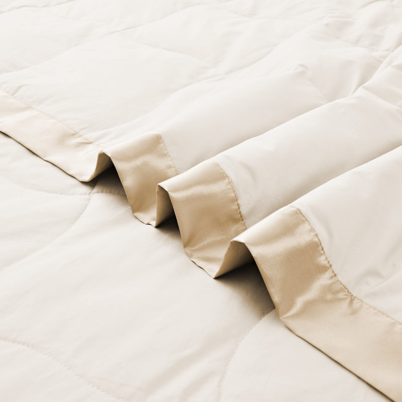 Couverture en duvet et fibre de duvet d'oie, édredon toutes saisons avec bordure en satin - Coquille douce et respirante - à superposer - Lavable à la machine