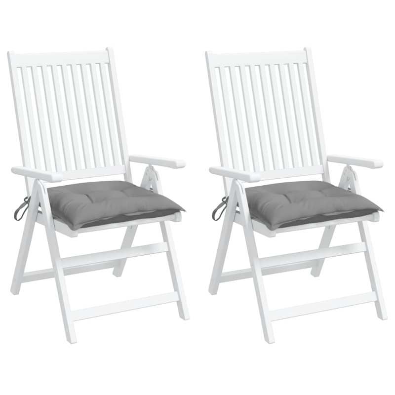 Chair Cushion Set of 2 Grey Outdoor Garden Seat Cushions, 15.7" H x 15.7" W x 2.8" D, Fabric - Gray