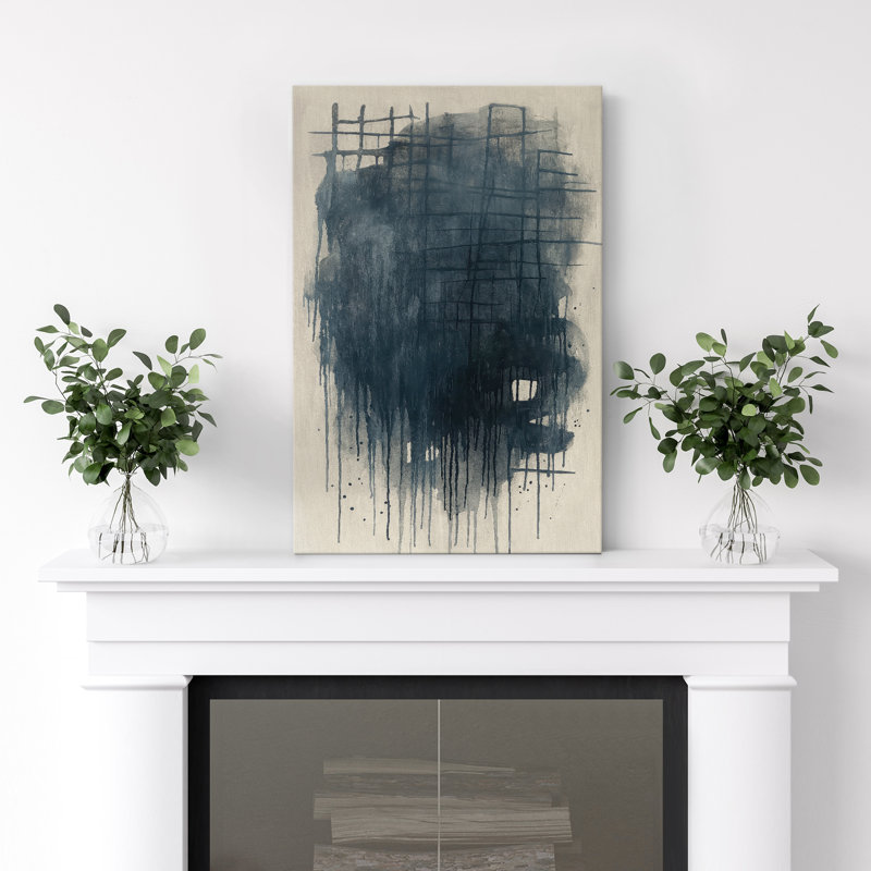 Art mural bleu abstrait sur toile - impression d'art moderne moderne Netural pour le salon, le bureau ou la chambre à coucher