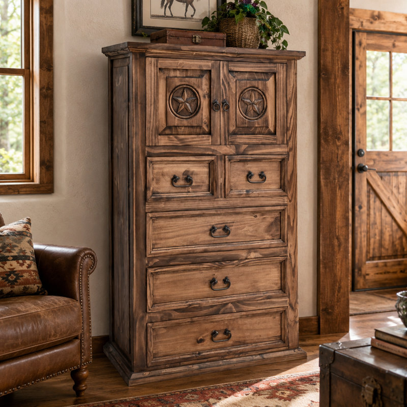 Commode avec étoile sculptée, Brun