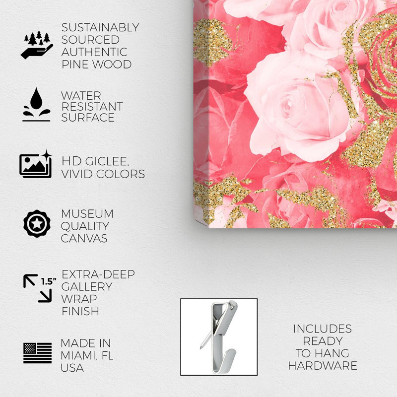 Crimson Rose Gold - photographie sur toile, H 10 po x l 15 po