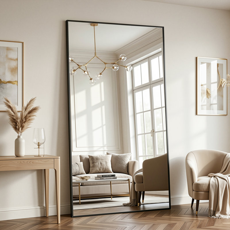 Rectangular Home Full-Length Mirror, Black, 86" x 46"