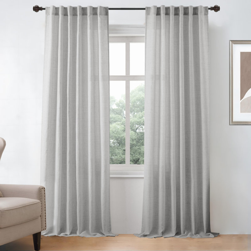 Paire de rideaux semi-transparents avec passe-tringle Janie, L 52 po x L 96 po, Gris