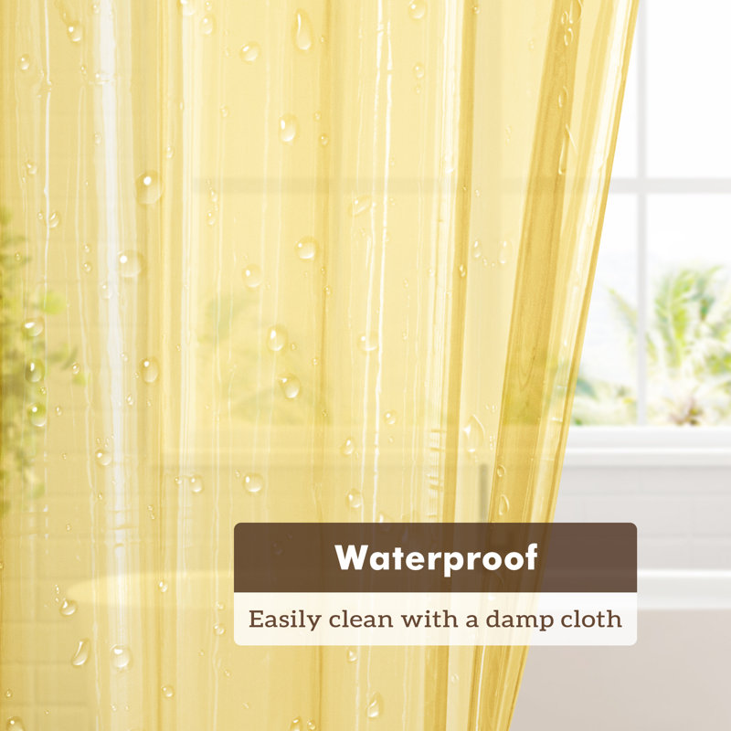 Waterproof Lightweight PEVA Single Shower Curtain Liner, Clear Yellow, 72"H x 72"W